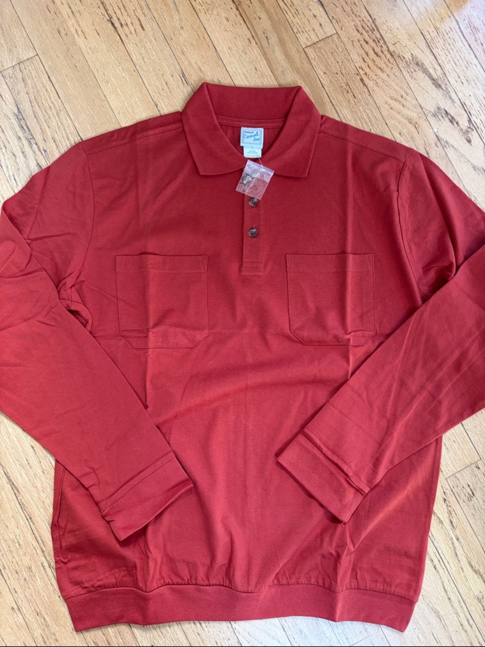 Haband Men's Long-Sleeve Polo - Brick Red